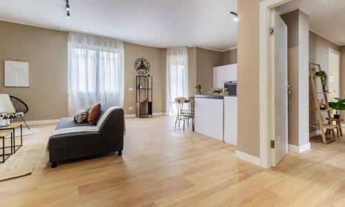 Soggiorno con cucina a vista