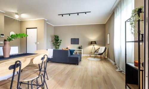 Soggiorno con cucina a vista
